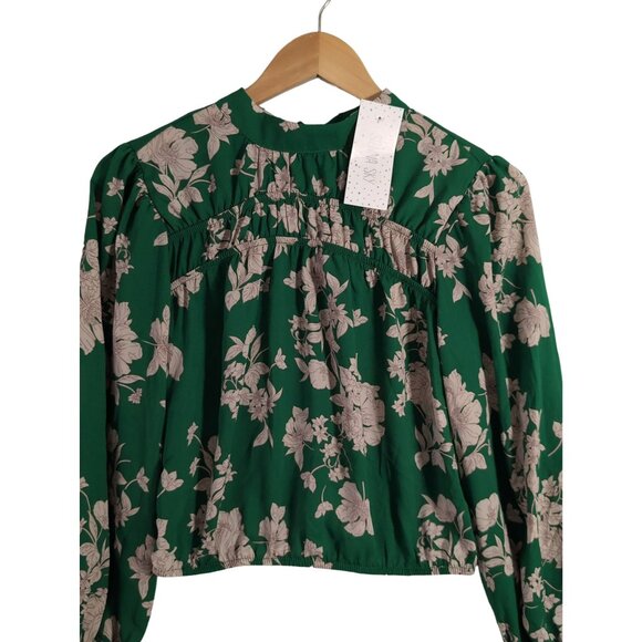Sienna Sky Blouse Womens XS Green Floral Cottagecore Feminine Flirty - Picture 2 of 10